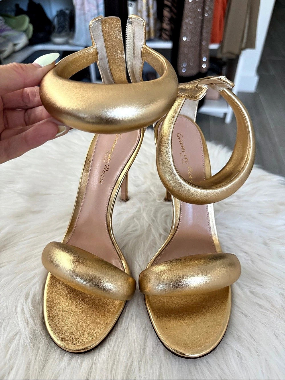 Gianvito Rossi Bijoux 105 Leather Sandals Gold